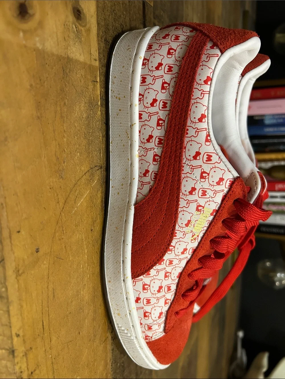 Puma Red and White Low-Top Sneakers